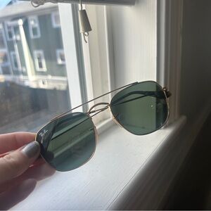 Ray-Ban Gold and Green Aviator Sunglasses